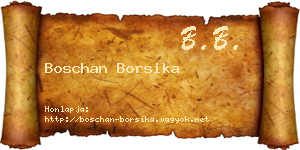 Boschan Borsika névjegykártya